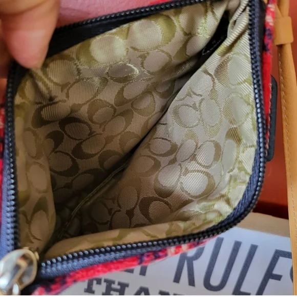 COACH Wool Plaid Mini Wristlet Bag - Picture 3 of 5